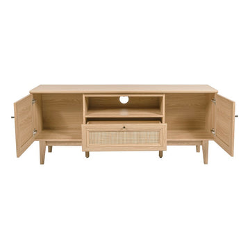 Finley 59 in. Farmhouse Caned TV Stand with Drawer and Storage Doors Fits TVs up to 65 in. with Cable Management - JONATHAN Y